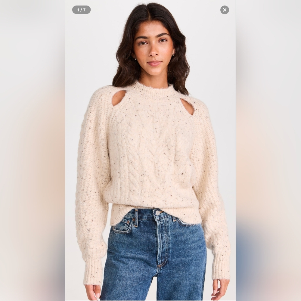 NWOT Chenille Cable Knit Sweater With Cutouts
